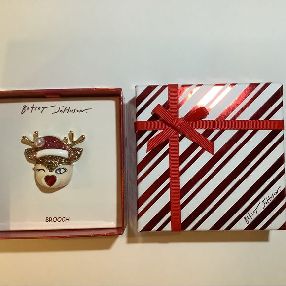 Betsey Johnson Jewelry - Betsey Johnson Santa Baby Christmas Reindeer Brooch New